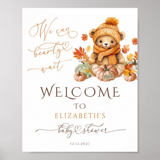 We kunnen nauwelijks wachten Herfst Baby Shower We Poster (Voorkant)
