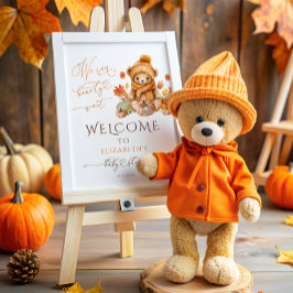 We kunnen nauwelijks wachten Herfst Baby Shower We Poster