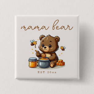 We kunnen nauwelijks wachten Honey Mama Beer - New Vierkante Button 5,1 Cm
