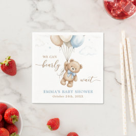We kunnen nauwelijks wachten Jongen Baby Shower Cu Servet