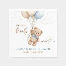 We kunnen nauwelijks wachten Jongen Baby Shower Cu Servet