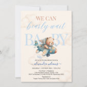 We kunnen nauwelijks wachten jongen baby shower kaart (Voorkant)