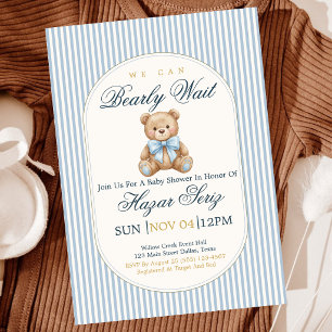 We kunnen nauwelijks wachten Jongen Baby Shower Ui Kaart