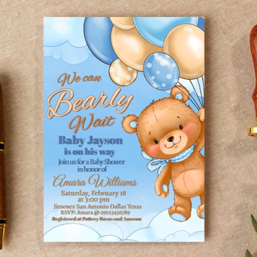 We kunnen nauwelijks wachten - Jongens Baby Shower Kaart