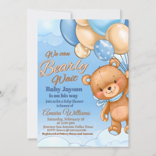 We kunnen nauwelijks wachten - Jongens Baby Shower Kaart (Voorkant)