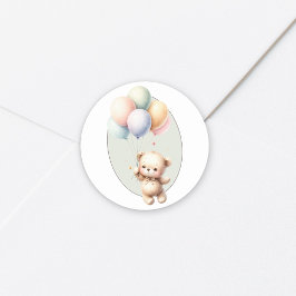 We kunnen nauwelijks wachten knuffel beer ballon b ronde sticker