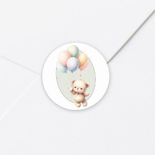 We kunnen nauwelijks wachten knuffel beer ballon b ronde sticker