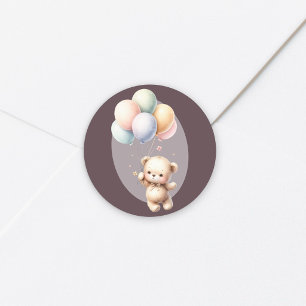 We kunnen nauwelijks wachten knuffel beer ballon b ronde sticker