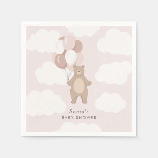 We kunnen nauwelijks wachten | Lichtroze baby meis Servet (Voorkant)