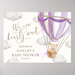 We kunnen nauwelijks wachten Lila Baby shower welk Poster