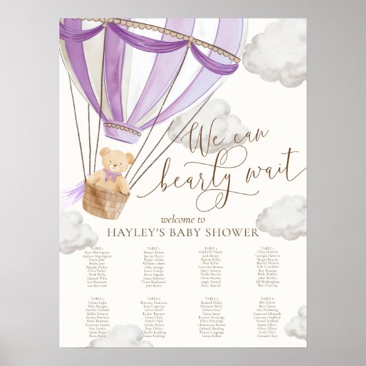 We kunnen nauwelijks wachten Lila Baby shower zitp Poster (Voorkant)