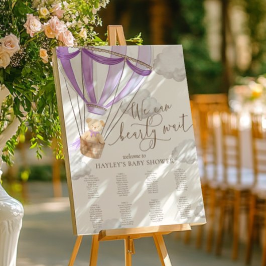 We kunnen nauwelijks wachten Lila Baby shower zitp Poster