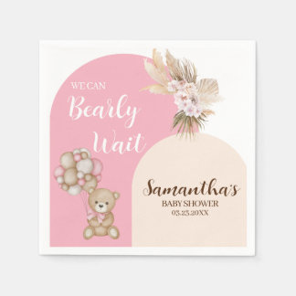 We kunnen nauwelijks wachten Meisje Baby Shower Pa Servet
