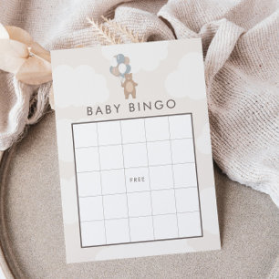 We kunnen nauwelijks wachten Neutral Blue Baby B Informatiekaartje
