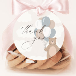 We kunnen nauwelijks wachten | Neutrale blauwe jon Bedankjes Labels