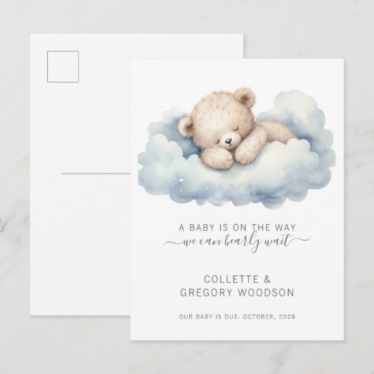 We kunnen nauwelijks wachten op Baby Beer wolken Aankondigingskaart (Voorkant / Achterkant)
