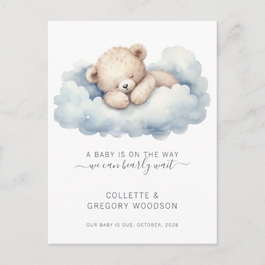 We kunnen nauwelijks wachten op Baby Beer wolken Aankondigingskaart (Voorkant)