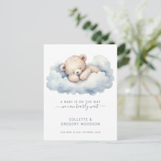 We kunnen nauwelijks wachten op Baby Beer wolken Aankondigingskaart (Staand voorkant)