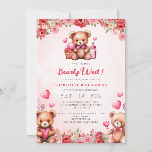 We kunnen nauwelijks wachten op Baby shower bloeme Kaart (Voorkant)