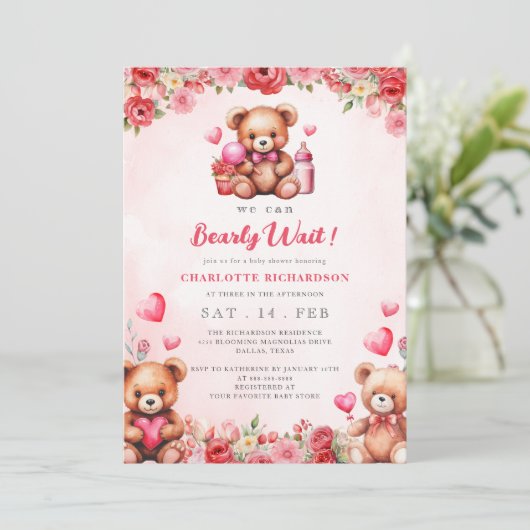 We kunnen nauwelijks wachten op Baby shower bloeme Kaart (Staand voorkant)