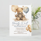 We kunnen nauwelijks wachten op ballonnen Baby sho Kaart (Staand voorkant)