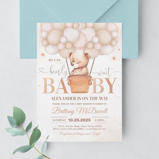 We kunnen nauwelijks wachten op Beer Theme Baby sh Kaart