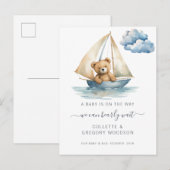 We kunnen nauwelijks wachten op Beer zeilboot zwan Aankondigingskaart (Voorkant / Achterkant)