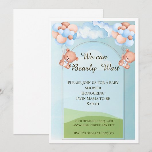 We kunnen nauwelijks wachten op een Baby shower ui Kaart (Voorkant / Achterkant)