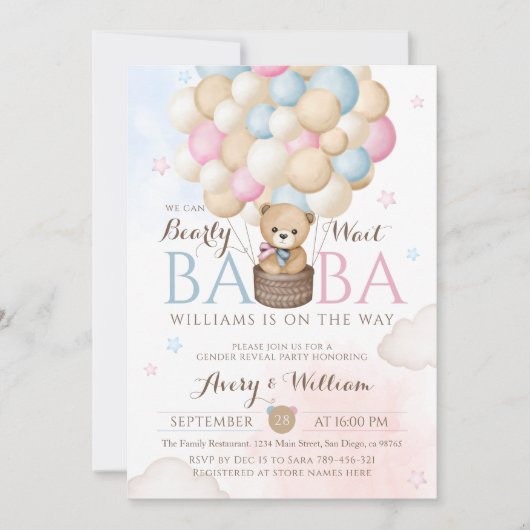 We kunnen nauwelijks wachten op gender reveal Beer Kaart (Voorkant)