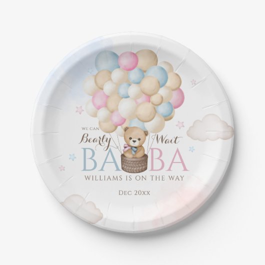 We kunnen nauwelijks wachten op gender reveal Beer Papieren Bordje (Voorkant)