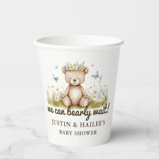 We kunnen nauwelijks wachten op Girly Wildflower B Papieren Bekers (Voorkant)