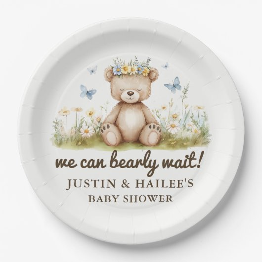 We kunnen nauwelijks wachten op Girly Wildflower B Papieren Bordje (Voorkant)