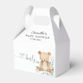 We kunnen nauwelijks wachten op groen Teddy Bear B Bedankdoosjes (Achterkant)