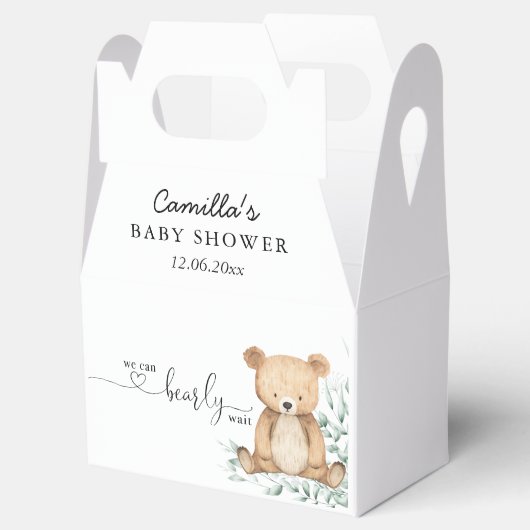 We kunnen nauwelijks wachten op groen Teddy Bear B Bedankdoosjes (Geopend)