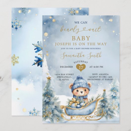 We kunnen nauwelijks wachten op het Baby shower Du Kaart (Voorkant / Achterkant)