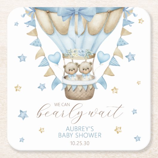 We kunnen nauwelijks wachten op het Baby shower va Kartonnen Onderzetters (Voorkant)