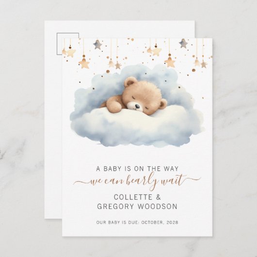 We kunnen nauwelijks wachten op het slapen Baby Be Aankondigingskaart (Voorkant / Achterkant)