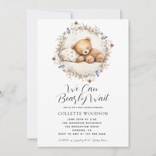 We kunnen nauwelijks wachten op het slapen Teddy B Kaart (Voorkant)