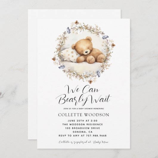 We kunnen nauwelijks wachten op het slapen Teddy B Kaart (Voorkant / Achterkant)