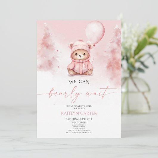 We kunnen nauwelijks wachten op het winterteddybee kaart (Staand voorkant)