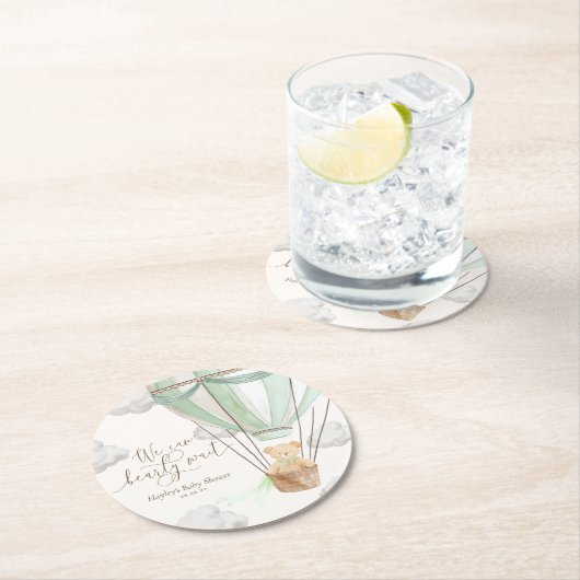 We kunnen nauwelijks wachten op Mint Green Baby sh Ronde Kartonnen Onderzetter (Insitu)