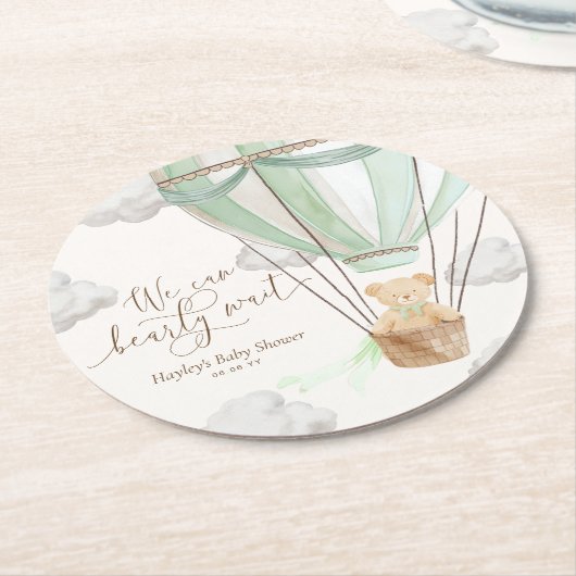 We kunnen nauwelijks wachten op Mint Green Baby sh Ronde Kartonnen Onderzetter (Gebogen)