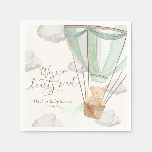 We kunnen nauwelijks wachten op Mint Green Baby sh Servet (Voorkant)