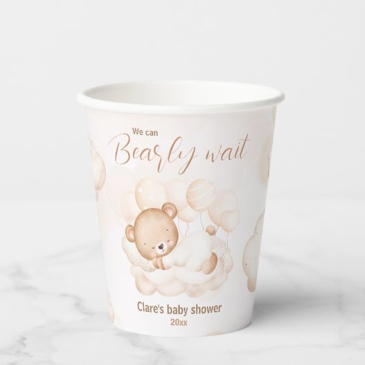 We kunnen nauwelijks wachten op neutrale Baby show Papieren Bekers (Voorkant)
