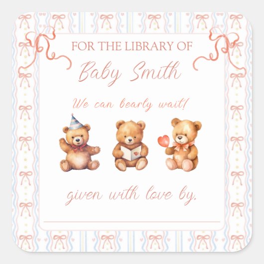 We kunnen nauwelijks wachten op Pink Lace Ribbon B Vierkante Sticker (Voorkant)