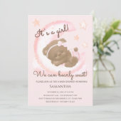 We kunnen nauwelijks wachten op Pink Moon Baby sho Kaart (Staand voorkant)