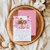 We kunnen nauwelijks wachten op roze bloemen Baby  Kaart