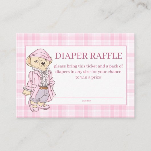 We kunnen nauwelijks wachten op roze geruite luier informatiekaartje (Voorkant)