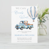 We kunnen nauwelijks wachten op Rustic Blue Teddy  Kaart (Staand voorkant)