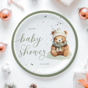 We kunnen nauwelijks wachten op Sage Baby shower p Papieren Bordje